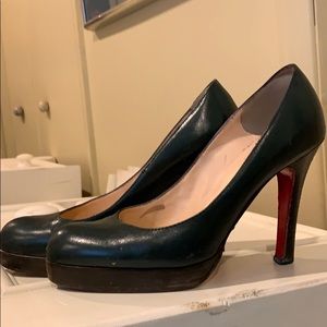 Green louboutin heals with platform